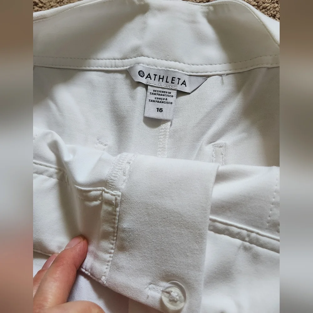 NWT ATHLETA Skyline High rise Barrel Leg utility Pant Size 16 Bright White - Picture 3 of 5